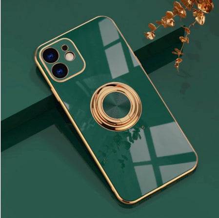 Coque de téléphone de luxe avec anneau plaqué royal pour iPhone