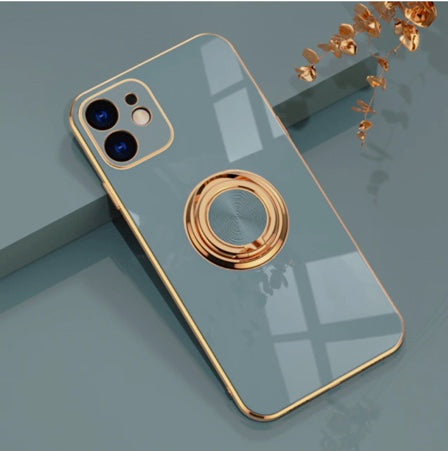 Coque de téléphone de luxe avec anneau plaqué royal pour iPhone