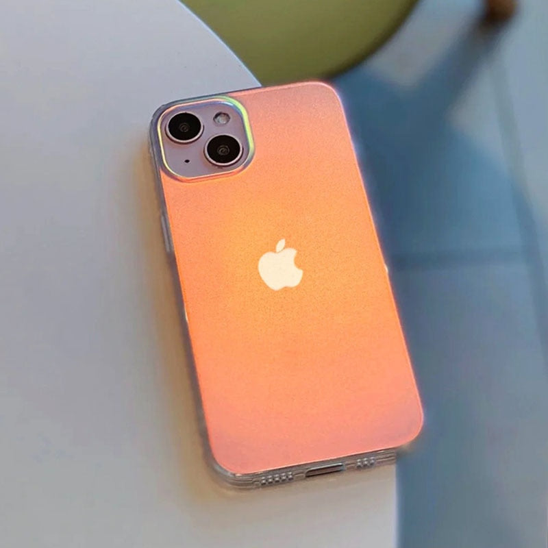Coque de téléphone transparente de luxe mate à effet dégradé laser pour iPhone