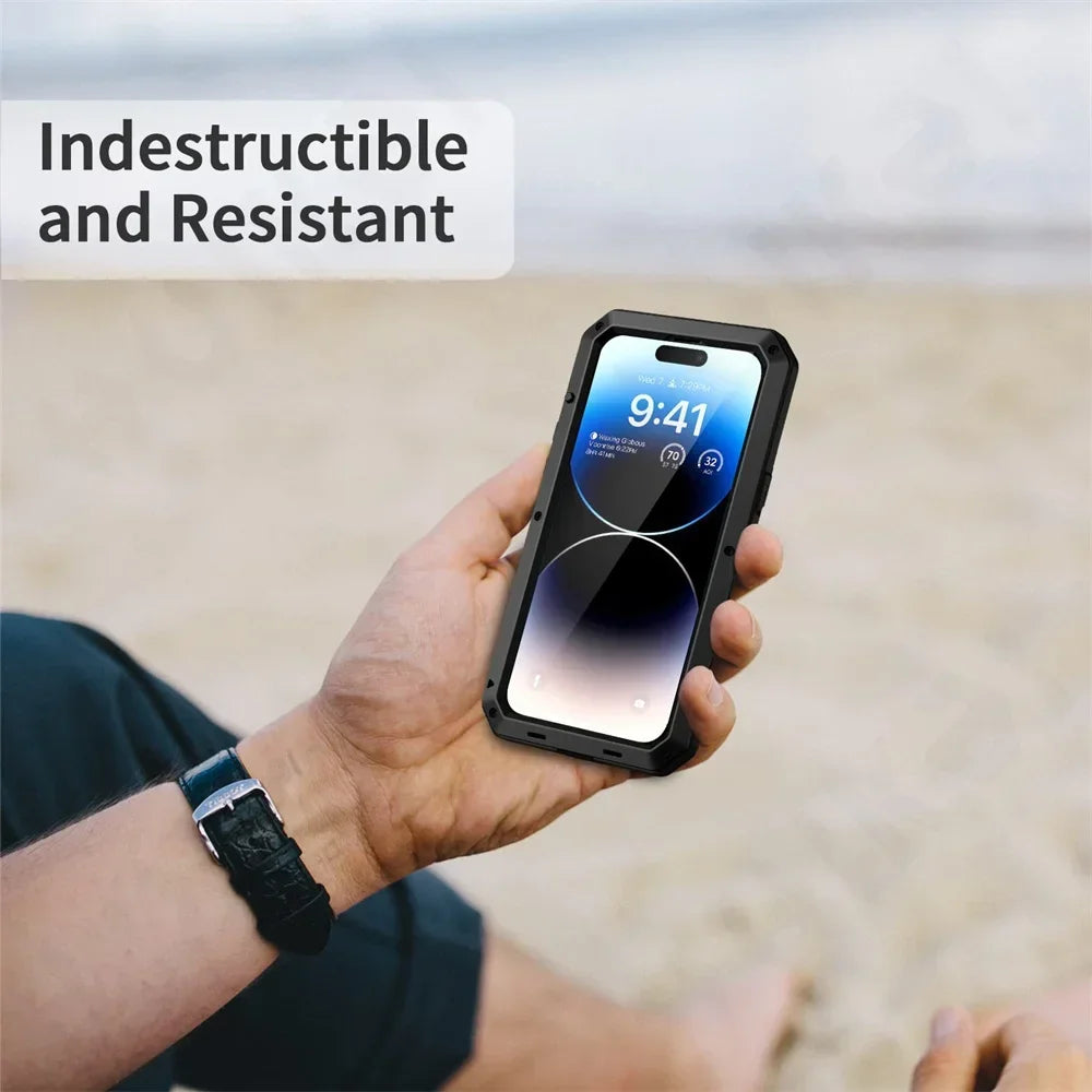 Coque iPhone 13-16 Pro Max Métal Robuste 360° | Protection Intégrale Antichoc