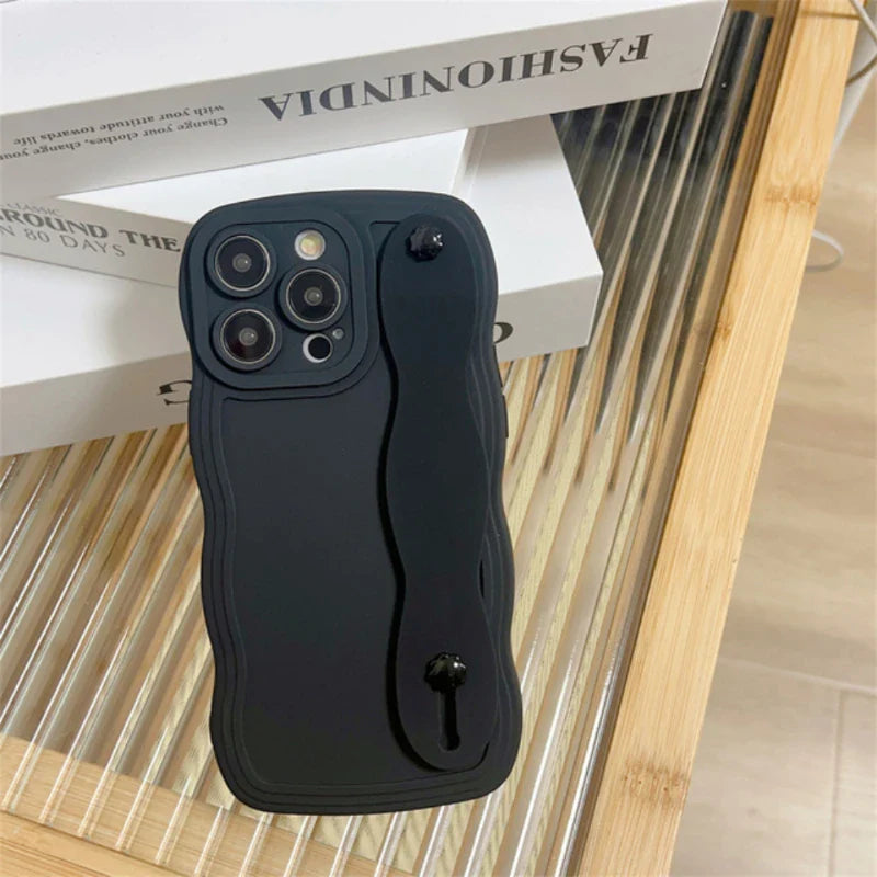 Wavy Edge Shockproof Wrist Strap Case For iPhone