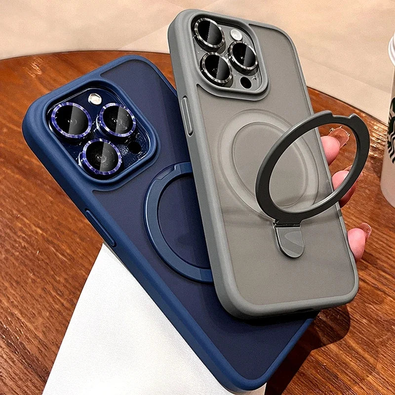 Étui MagSafe de Luxe avec Support d'Anneau pour iPhone 13 à 16 Pro Max | Charge Sans Fil et Protection Élégante