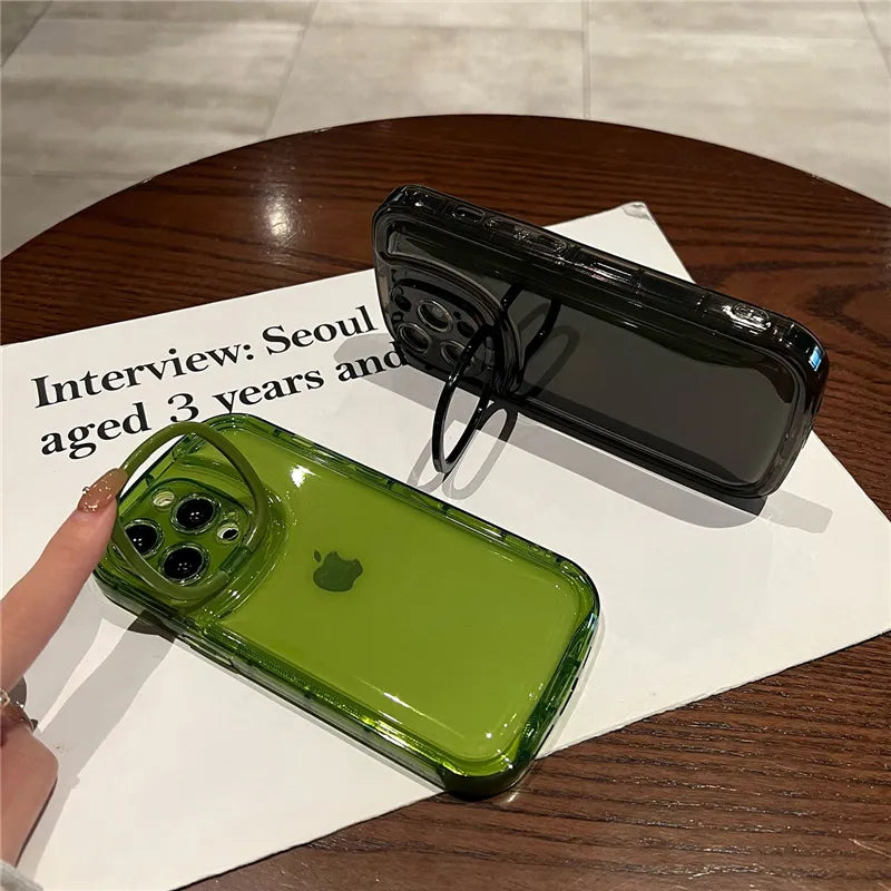 Support de téléphone pliable invisible | Anneau de support – Coque transparente pour iPhone