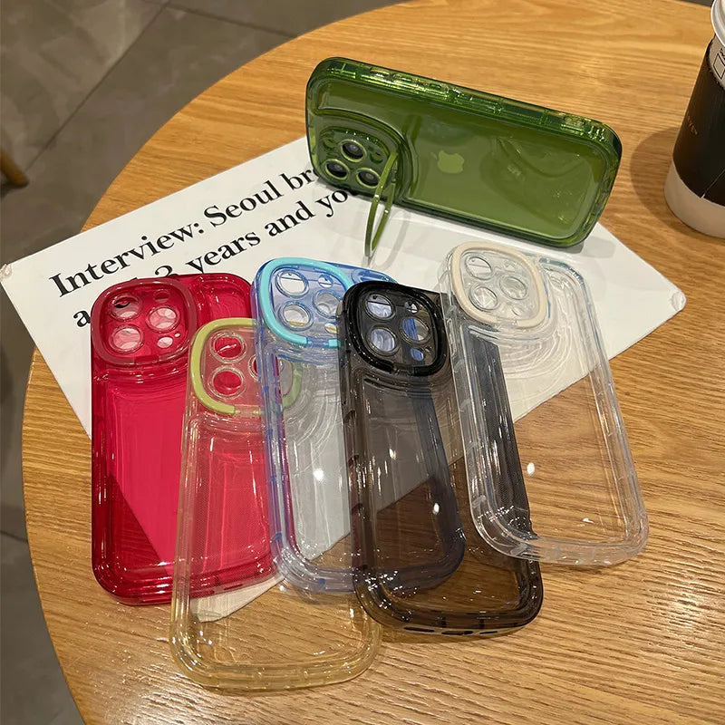 Support de téléphone pliable invisible | Anneau de support – Coque transparente pour iPhone