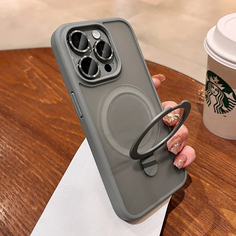 Étui MagSafe de Luxe avec Support d'Anneau pour iPhone 13 à 16 Pro Max | Charge Sans Fil et Protection Élégante