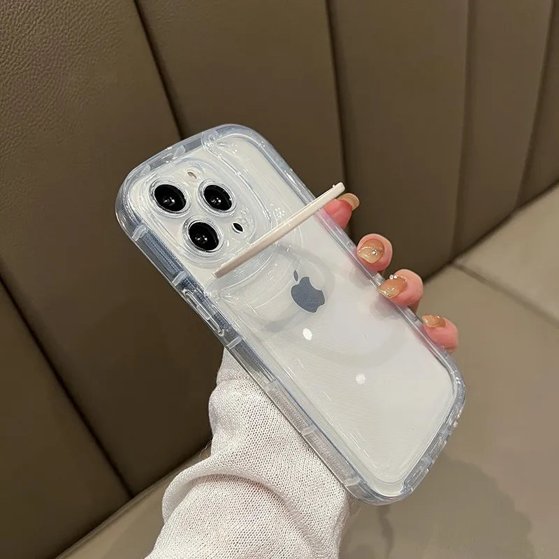 Support de téléphone pliable invisible | Anneau de support – Coque transparente pour iPhone