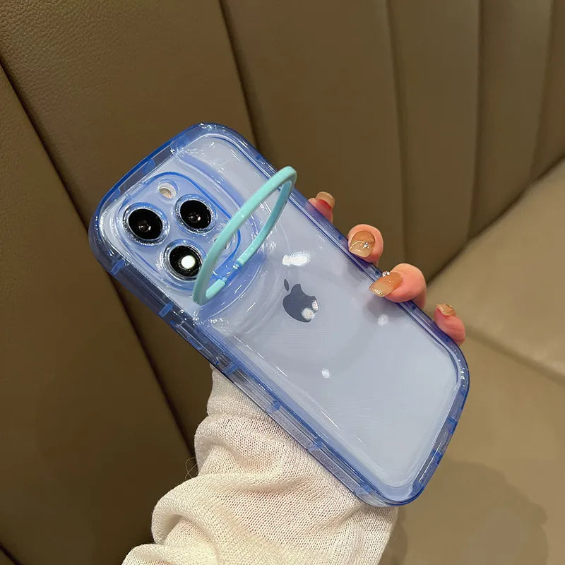 Support de téléphone pliable invisible | Anneau de support – Coque transparente pour iPhone