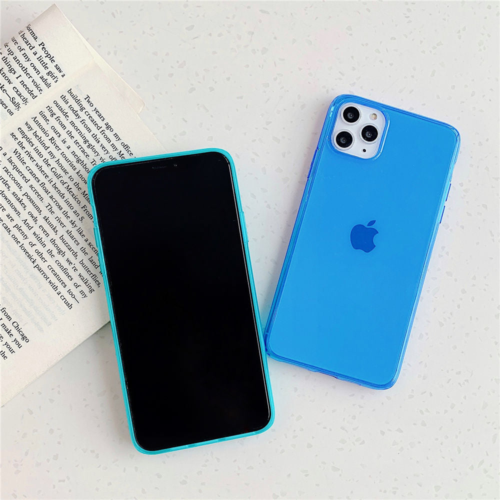 Coque de téléphone transparente de couleur unie fluorescente