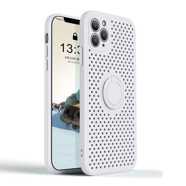Coque de téléphone HoneyCombe à dissipation thermique avec support pour iPhone