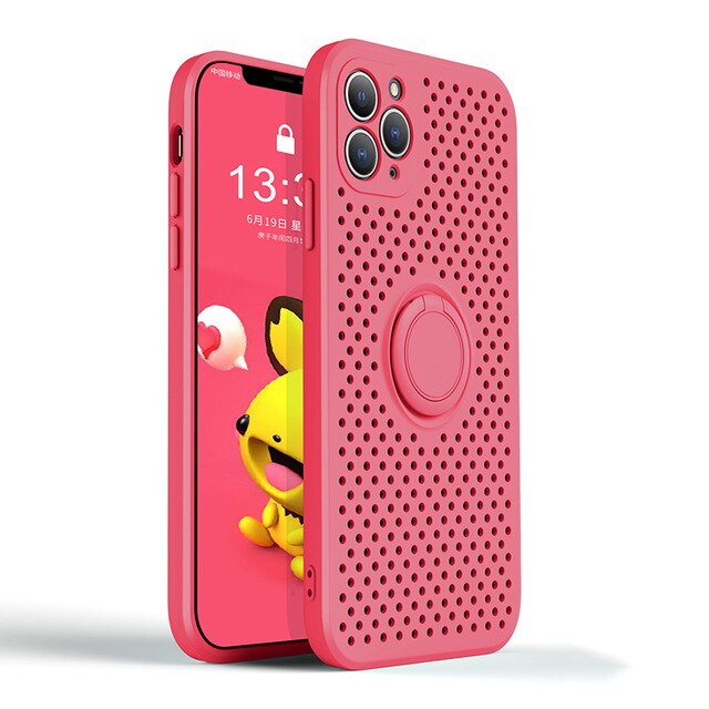 Coque de téléphone HoneyCombe à dissipation thermique avec support pour iPhone