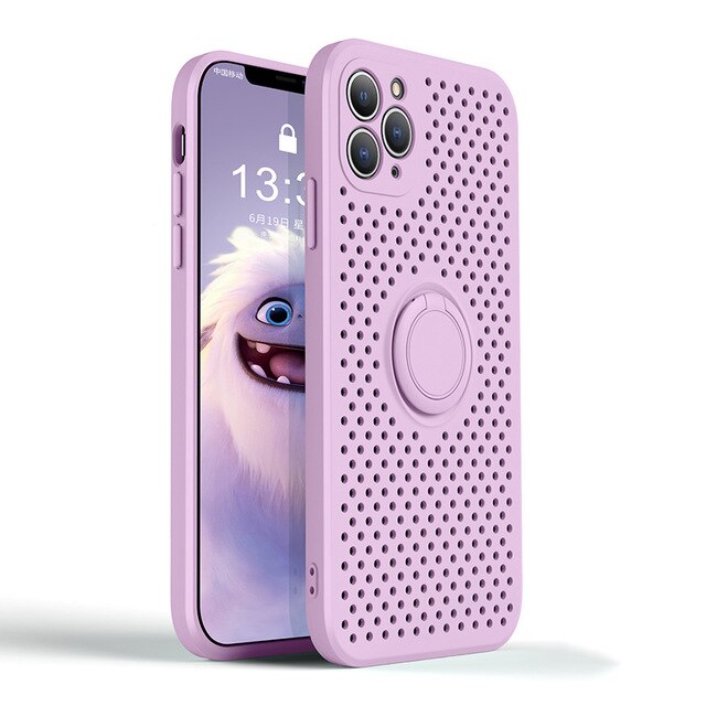 Coque de téléphone HoneyCombe à dissipation thermique avec support pour iPhone