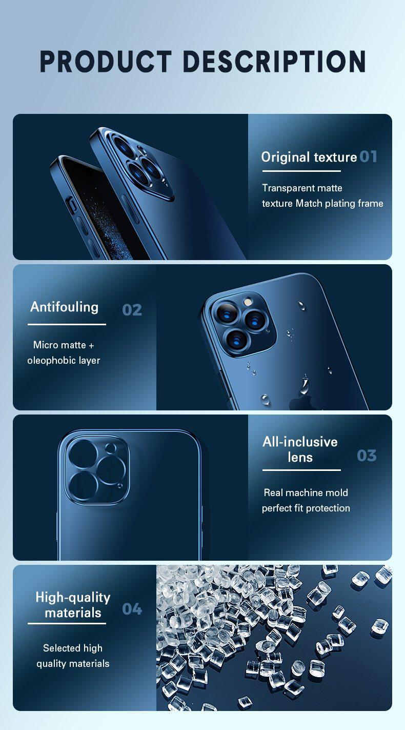 Coque de téléphone transparente de luxe avec cadre carré plaqué pour iPhone