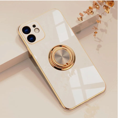 Coque de téléphone de luxe avec anneau plaqué royal pour iPhone