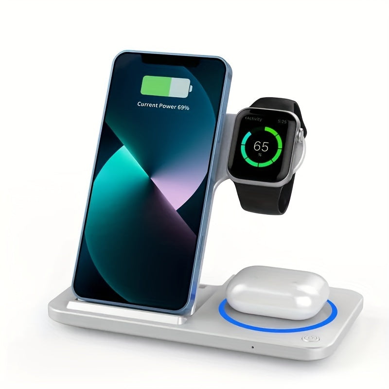 Chargeur sans fil pliable 3 en 1, station de charge rapide sans fil pour iPhone 15/14/13/12/11/Pro/Max/Mini/8/Plus/X/XR/XS/X/SE, pour iWatch Ultra2/Ultra/9/8/7/6/5/4/3/2/1/SE, pour AirPods 3/2/Pro2/Pr