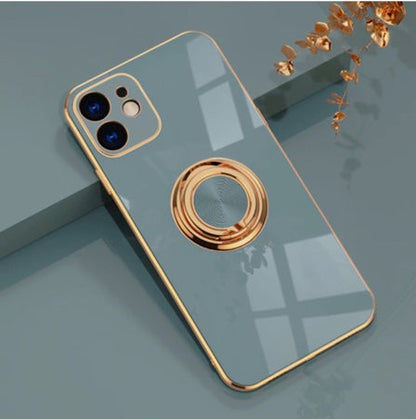 Coque de téléphone de luxe avec anneau plaqué royal pour iPhone