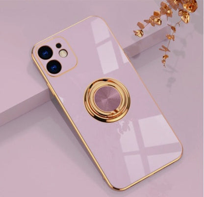 Coque de téléphone de luxe avec anneau plaqué royal pour iPhone