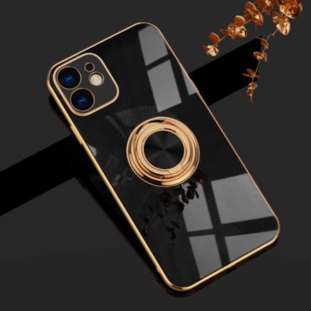 Coque de téléphone de luxe avec anneau plaqué royal pour iPhone