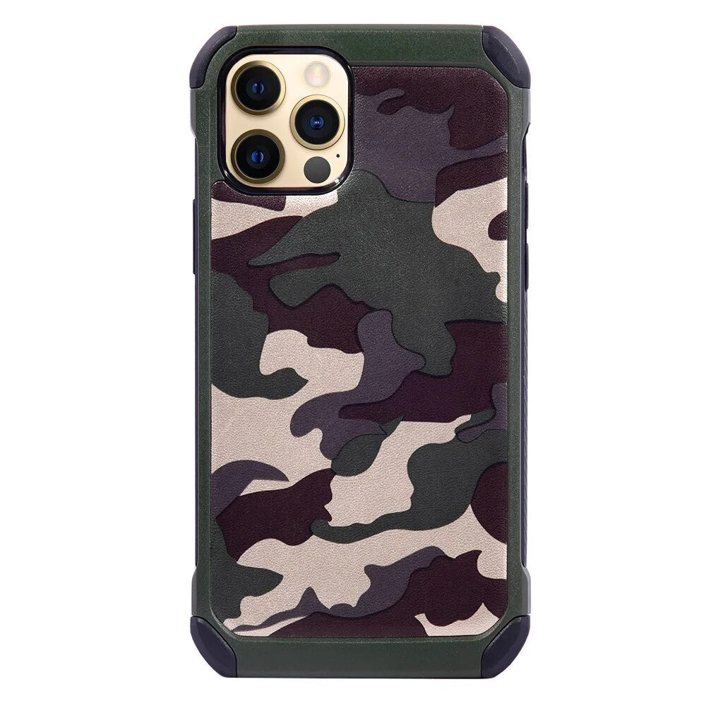 Coque antichoc en silicone TPU souple motif camouflage militaire pour iPhone