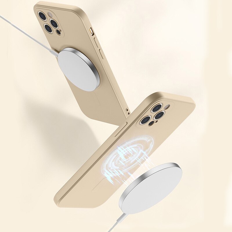 Coque en silicone liquide pour iPhone avec chargement magnétique sans fil (MagSafe)