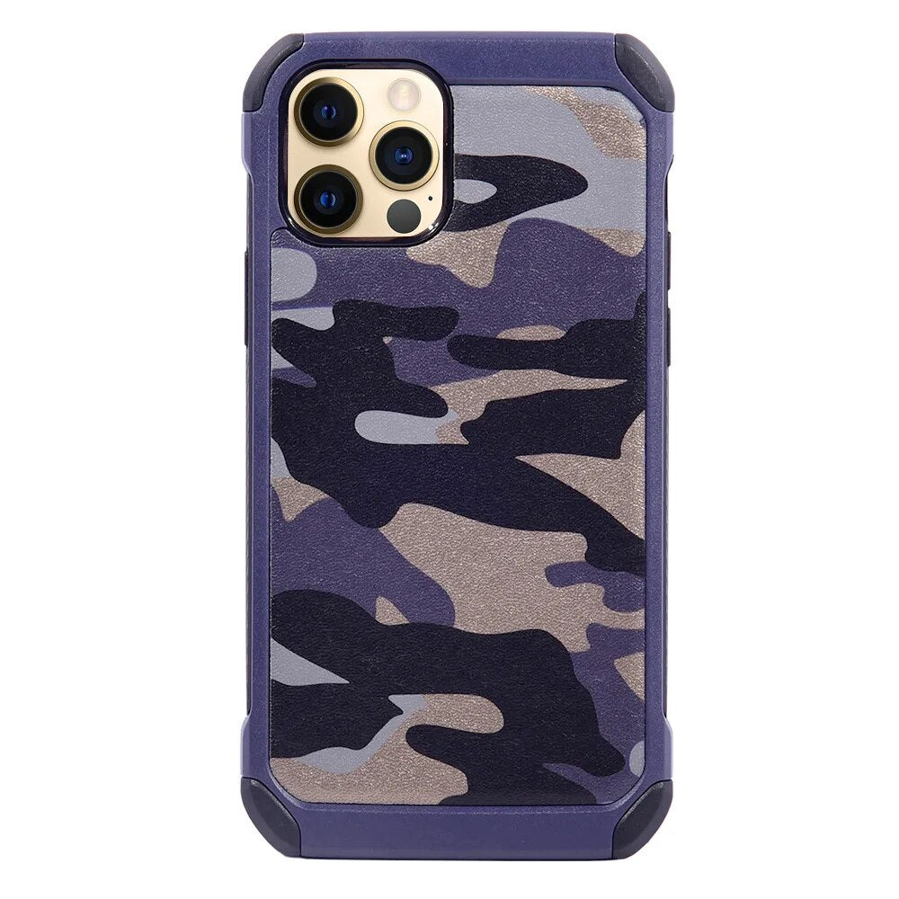 Coque antichoc en silicone TPU souple motif camouflage militaire pour iPhone
