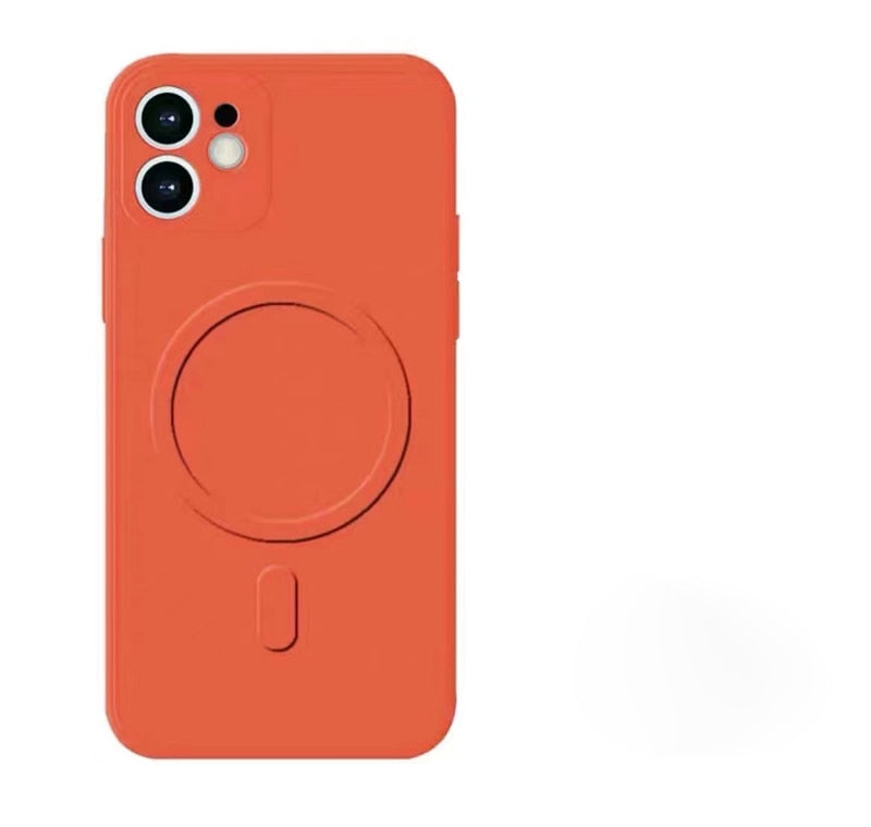 Coque en silicone liquide pour iPhone avec chargement magnétique sans fil (MagSafe)