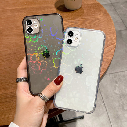 Coque transparente holographique avec cœurs pour iPhone
