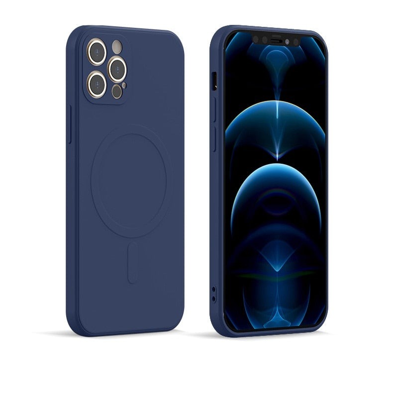 Coque en silicone liquide pour iPhone avec chargement magnétique sans fil (MagSafe)