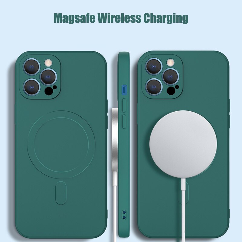 Coque en silicone liquide pour iPhone avec chargement magnétique sans fil (MagSafe)