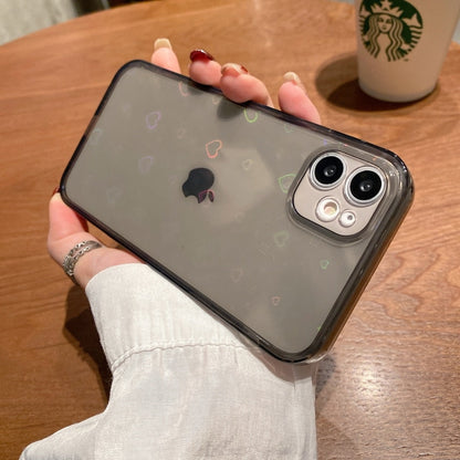 Coque transparente holographique avec cœurs pour iPhone