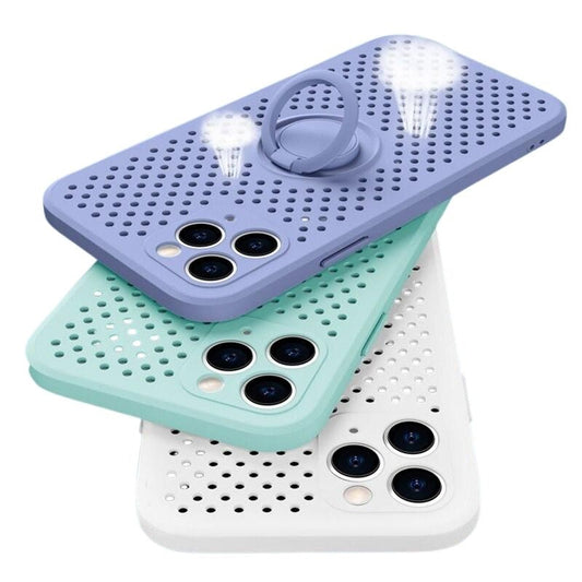 Coque de téléphone HoneyCombe à dissipation thermique avec support pour iPhone