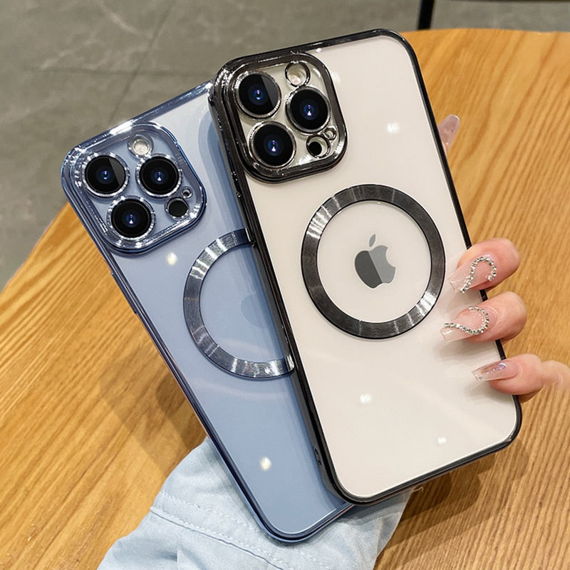 Coque de téléphone antichoc de luxe avec logo transparent pour iPhone