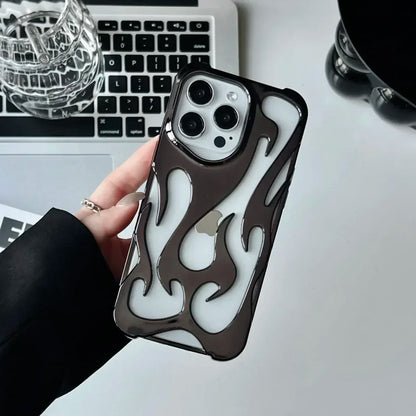Coque Créative à Flamme Creuse 3D pour iPhone 13 à 16 Pro Max | Design Unique et Protection Antichoc