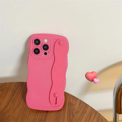 Wavy Edge Shockproof Wrist Strap Case For iPhone
