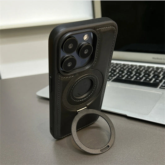 Étui iPhone 16 Pro Max en Cuir PU avec Support Anneau | Compatible MagSafe | Élégance et Fonctionnalité