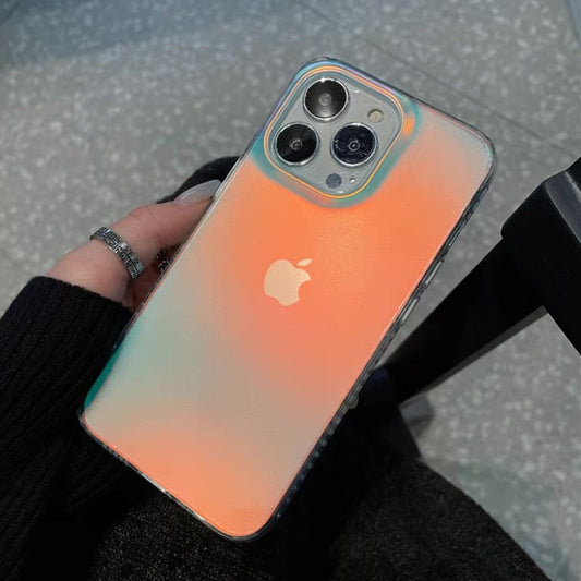 Coque de téléphone transparente de luxe mate à effet dégradé laser pour iPhone