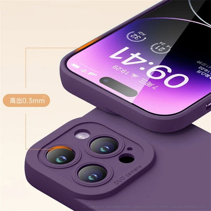 Coque intégrale en silicone liquide souple pour iPhone
