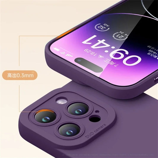 Coque intégrale en silicone liquide souple pour iPhone