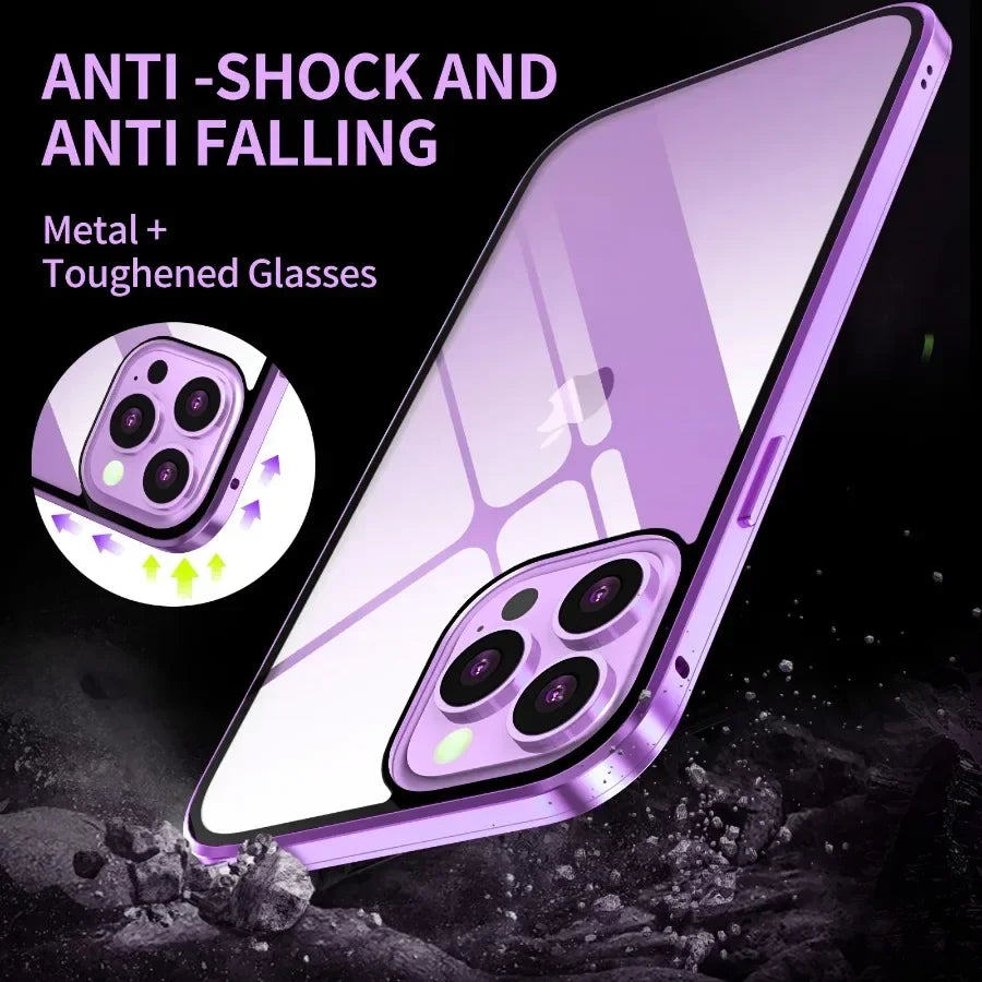 Étui Magnétique Double Face Anti-Regard pour iPhone 13 à 16 Pro Max | Protection Intégrale et Confidentialité