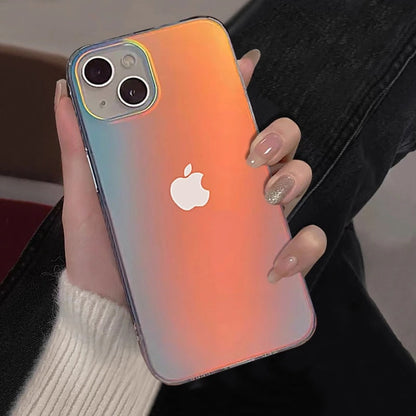Coque de téléphone transparente de luxe mate à effet dégradé laser pour iPhone