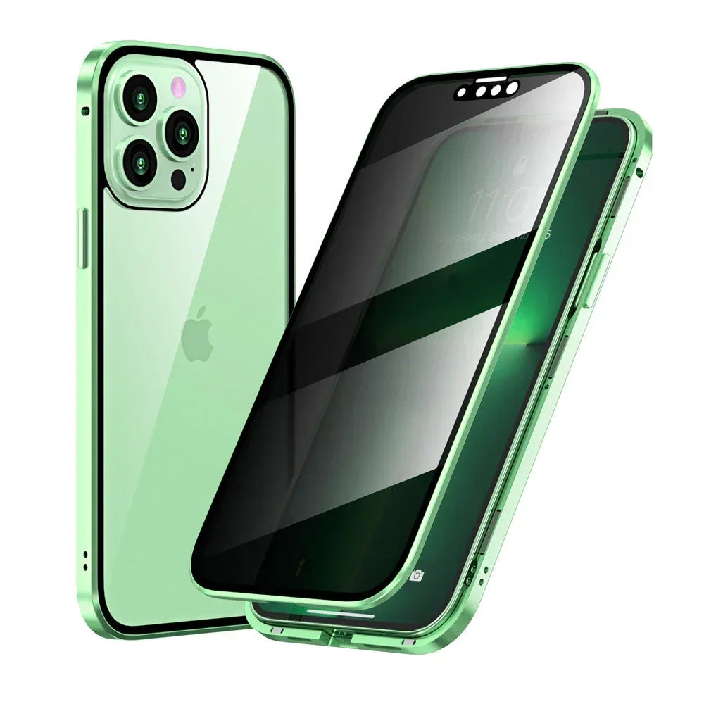 Étui Magnétique Double Face Anti-Regard pour iPhone 13 à 16 Pro Max | Protection Intégrale et Confidentialité
