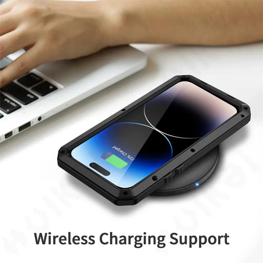 Coque iPhone 13-16 Pro Max Métal Robuste 360° | Protection Intégrale Antichoc