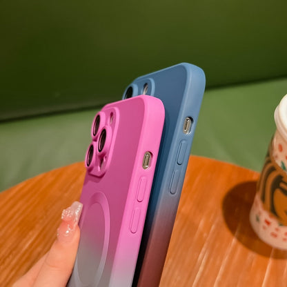 Coque de téléphone magnétique de luxe à dégradé de couleur pour iPhone, avec protection d'objectif