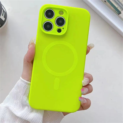 Coque Magsafe en silicone liquide fluorescente pour iPhone