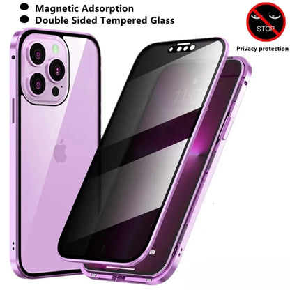 Étui Magnétique Double Face Anti-Regard pour iPhone 13 à 16 Pro Max | Protection Intégrale et Confidentialité
