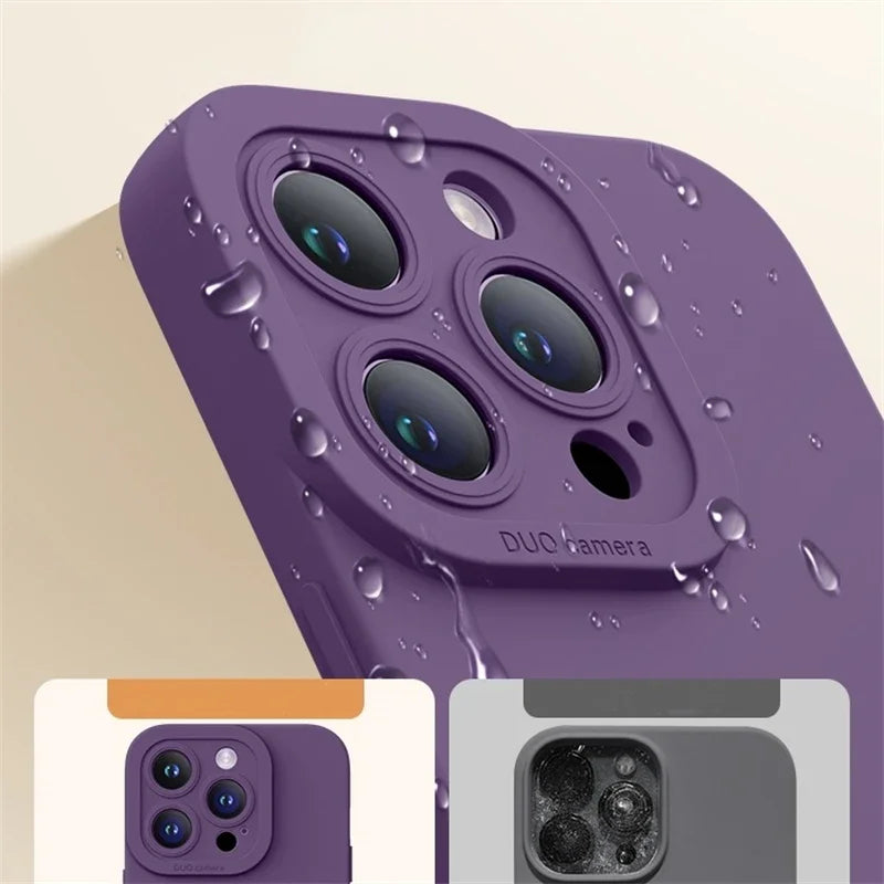 Coque intégrale en silicone liquide souple pour iPhone