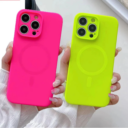 Coque Magsafe en silicone liquide fluorescente pour iPhone