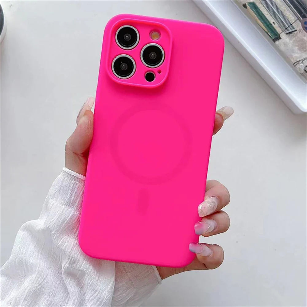 Coque Magsafe en silicone liquide fluorescente pour iPhone