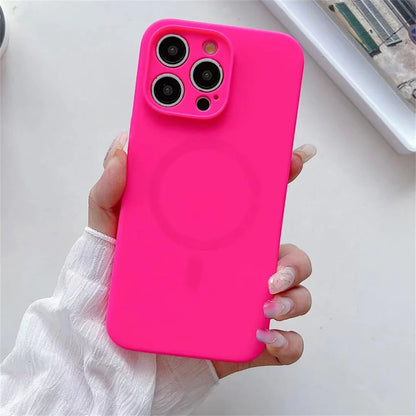 Coque Magsafe en silicone liquide fluorescente pour iPhone