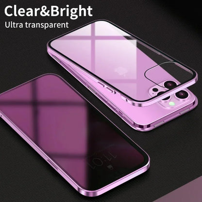 Étui Magnétique Double Face Anti-Regard pour iPhone 13 à 16 Pro Max | Protection Intégrale et Confidentialité