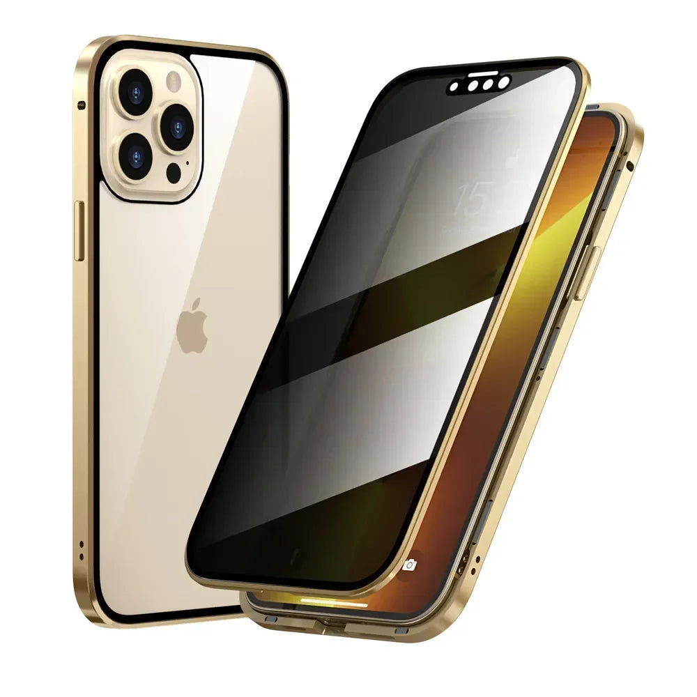 Étui Magnétique Double Face Anti-Regard pour iPhone 13 à 16 Pro Max | Protection Intégrale et Confidentialité
